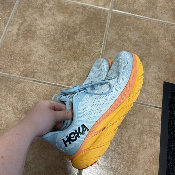 Hoka Clifton 8 Baby Blue and Orange Sole Sneakers in 8.5 - Picture 12 of 14